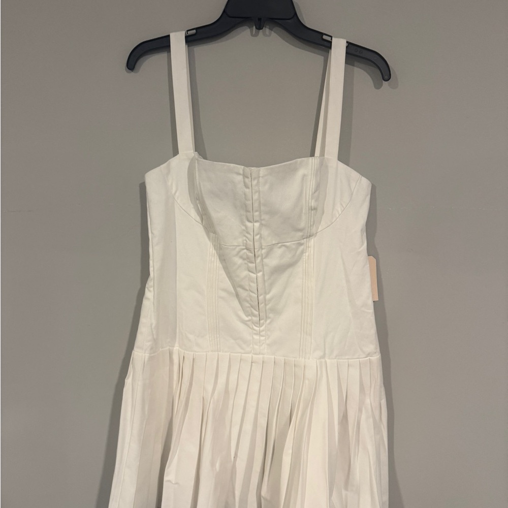 White Pleated Strap Sundress